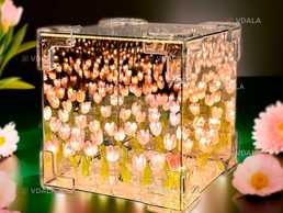 Светодиодный ночник Бесконечные тюльпаны в кубе - VDALA.PRO