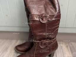 Кожаные сапоги на каблуке р.38 деми - VDALA.PRO