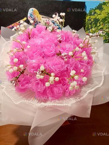 Ніжні рожеві троянди з органзи - VDALA.PRO