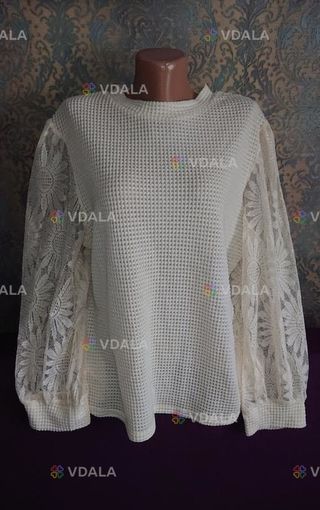 Красивая кофта с кружевом большой размер батал 50 /52 блуза джемпер - VDALA.PRO