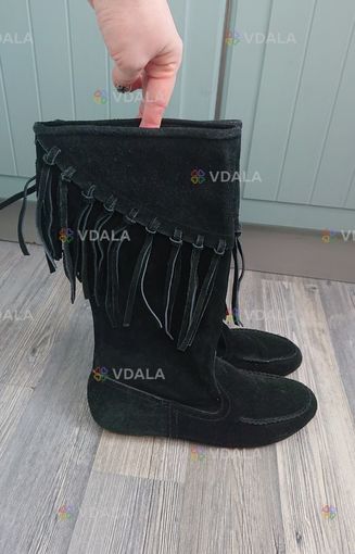 Кожаные сапоги с бахромой р. 38 демисезон - VDALA.PRO