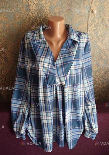 Красивая блуза в клетку большой размер батал 52/54 блузка - VDALA.PRO