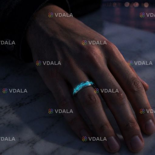 Светящееся в темноте Кольцо Всевластия Tiffany Blue (размер 7, Ø17,3 м - VDALA.PRO