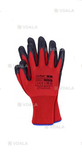 Рукавиці робочі захисні покриті латексом, червоно-чорні JURAV -Bukala - VDALA.PRO