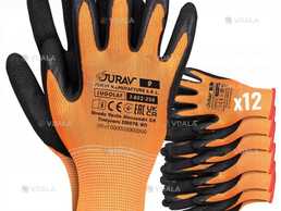 Рукавички захисні , частково покриті латексом, оранжево-чорні Jurav- L - VDALA.PRO