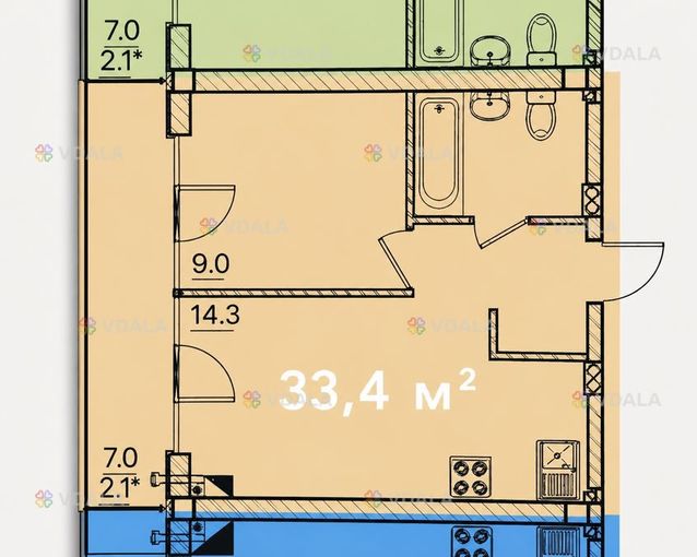 Продам Квартиру в новобудові Жилой комплекс: рю менарс, 33 м², 1 кімн. - VDALA.PRO