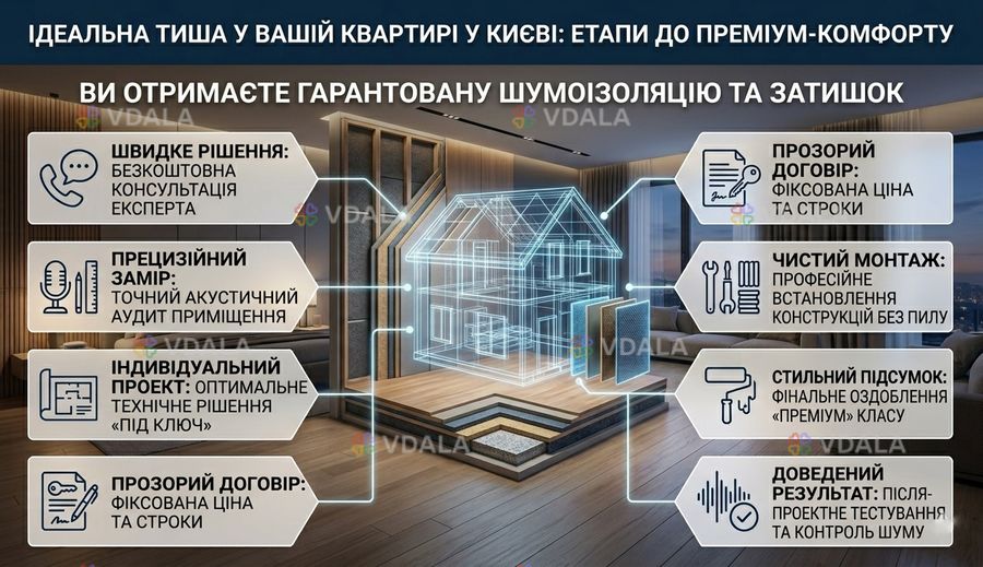Звукоизоляция квартиры под ключ Звукоизоляция квартиры под ключ - VDALA.PRO