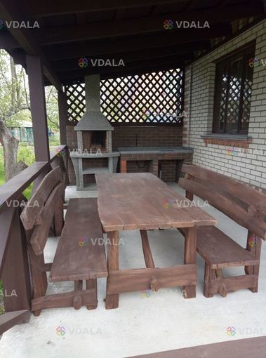 Стіл з лавками дерев'яні - VDALA.PRO