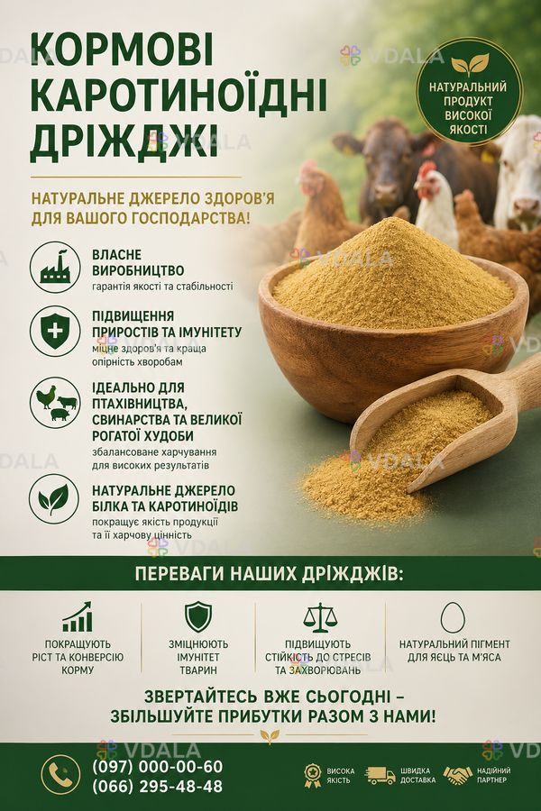 Кормові дріжджі – білково-вітамінна добавка від виробника Кормові дріжджі – білково-вітамінна добавка від виробника - VDALA.PRO