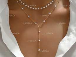 Елегантне вінтажне двошарове намисто з імітацією перлів та китицями, - VDALA.PRO