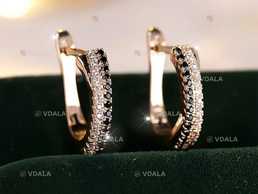 Пара елегантних чорно-білих сережок із синтетичного цирконію, Пара елегантних чорно-білих сережок із синтетичного цирконію, - VDALA.PRO