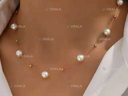 Напівкоштовне намисто з елегантними перлинами - сплав цинку Напівкоштовне намисто з елегантними перлинами - сплав цинку - VDALA.PRO