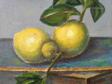 Картина, натюрморт Лимоны, 20*30 см. Холст на подрамнике, масло - VDALA.PRO