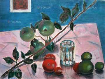 Картина авторская. Натюрморт со стаканом, 30*40 см. Холст на подрамник - VDALA.PRO