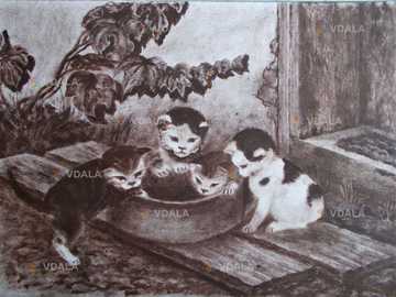 Картина Милые создания, масло, бумага, 30*40 см - VDALA.PRO