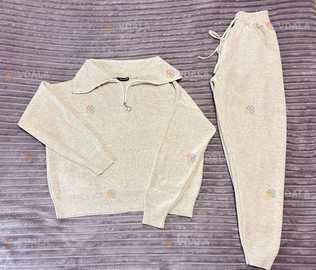 Костюм Жіночий Спортивний Вʼязаний S Світлий Штани Кофта - VDALA.PRO