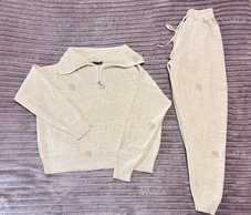 Костюм Жіночий Спортивний Вʼязаний S Світлий Штани Кофта - VDALA.PRO