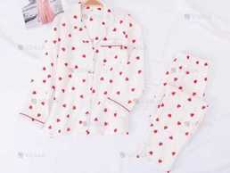 Жіноча муслінова піжама в сердечка - VDALA.PRO