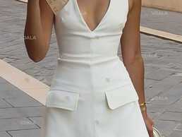 Міні сукня з кишенями білого кольору - VDALA.PRO