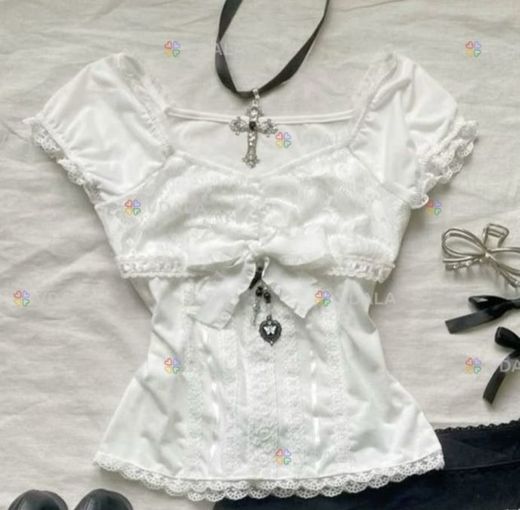 топ белый coquette лолита lolita y2k - VDALA.PRO