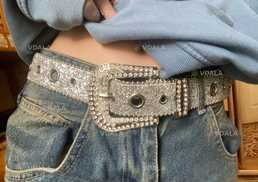 блискучий ремінь блестящий ремень у2к ремень с блестками з блискітками - VDALA.PRO